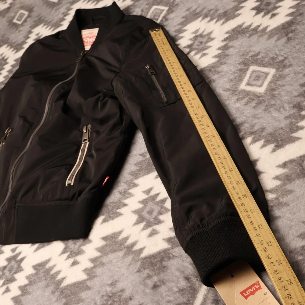 Levis Mens Poly Lightweight Bomber Jacket Black LW1JP570 Flight Coat M
